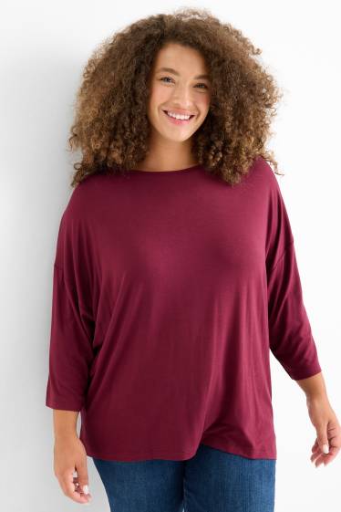 Damen - T-Shirt - Regular Fit - dunkelrot