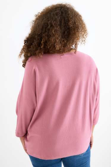 Femmes - Pull en maille - manches courtes - rose