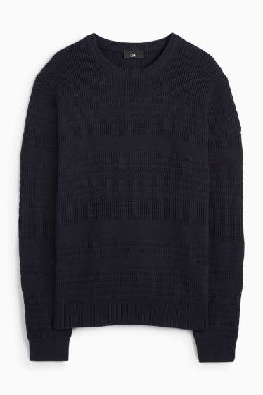 Herren - Pullover - strukturiert - dunkelblau