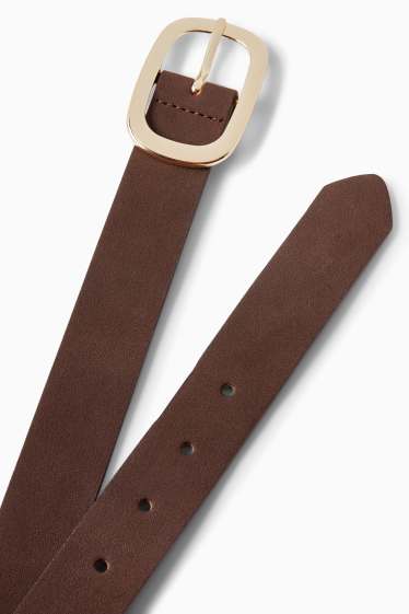 Dames - Riem - imitatiesuède - donkerbruin