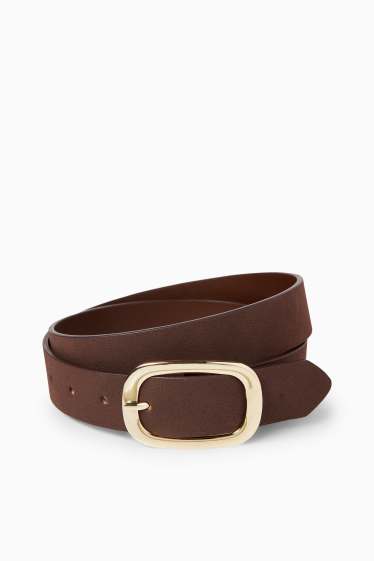 Dames - Riem - imitatiesuède - donkerbruin