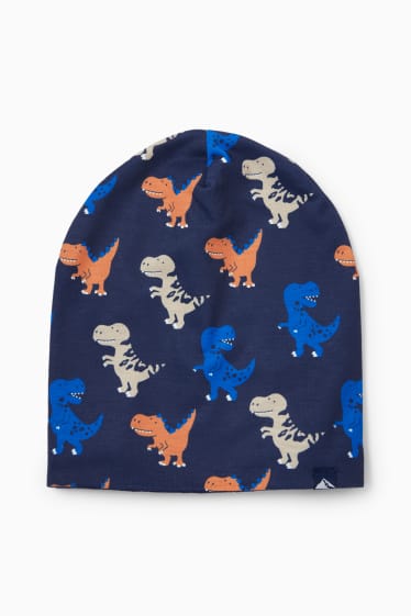 Děti - chlapci - Motivy dinosaurů - čepice beanie - tmavomodrá