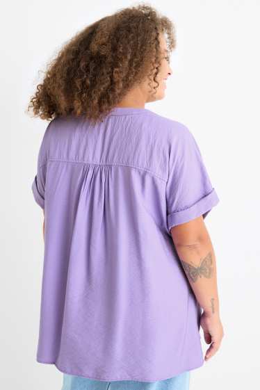 Damen - Bluse mit V-Ausschnitt - strukturiert - violett