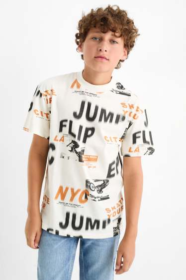 Kinderen: jongens - BMX - T-shirt - crème wit