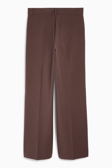Dames - Pantalon - low waist - wide leg - donkerbruin