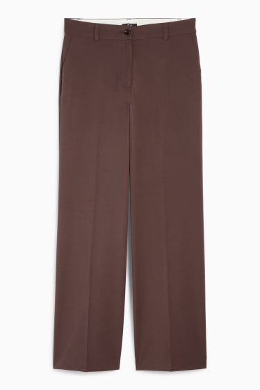Dames - Pantalon - low waist - wide leg - donkerbruin