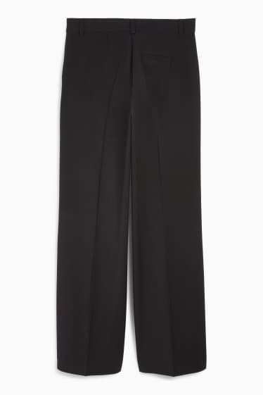 Women - Cloth trousers - low waist - wide leg - black