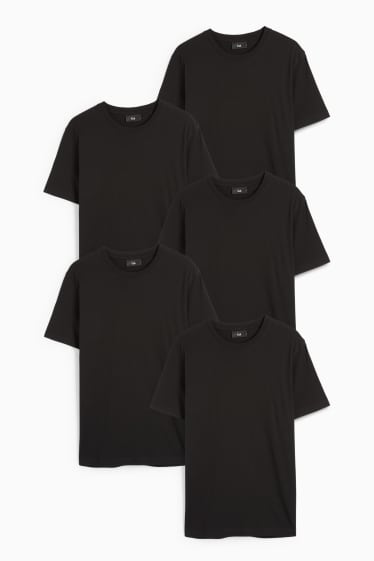 Herren - Multipack 5er - T-Shirt - Regular Fit - schwarz