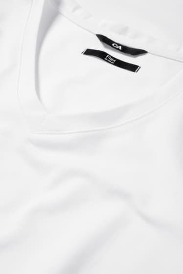 Herren - T-Shirt - Slim Fit - Flex - weiß