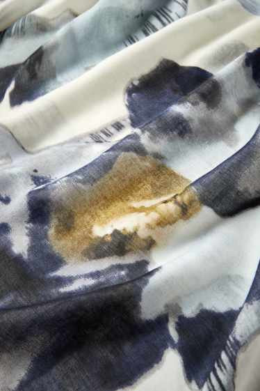 Femmes - Foulard - à fleurs - beige / bleu