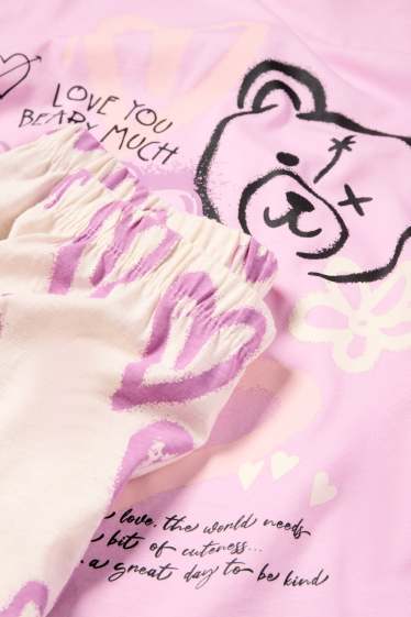 Children Girls - Love graffiti - pyjamas - 2 piece - rose
