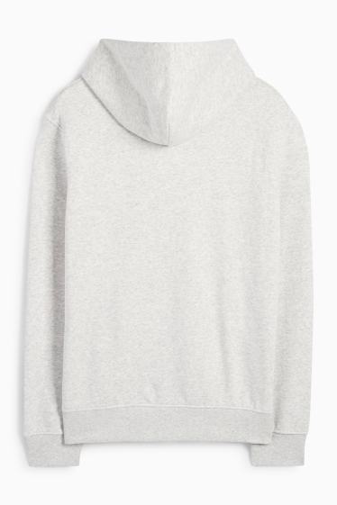 Hommes - Sweat zippé à capuche - gris clair chiné