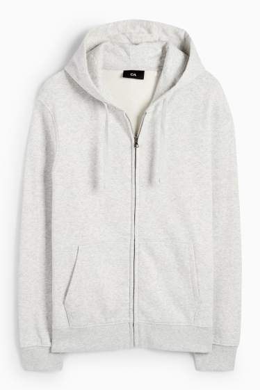 Hommes - Sweat zippé à capuche - gris clair chiné