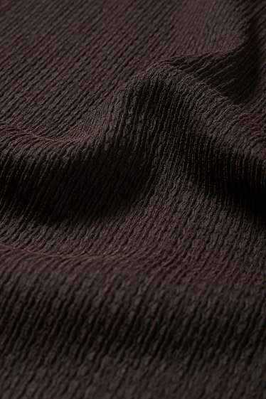 Women - Cropped top - textured - dark brown
