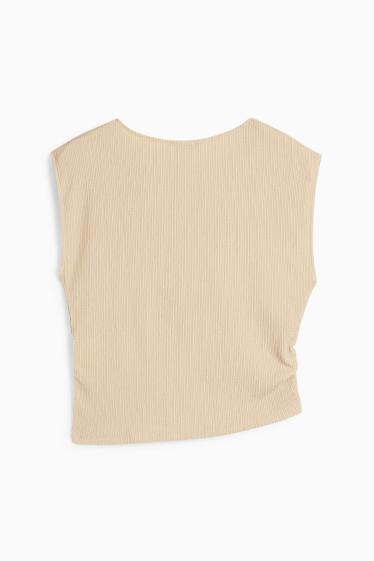 Women - Cropped top - textured - beige
