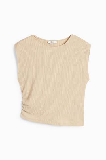 Women - Cropped top - textured - beige