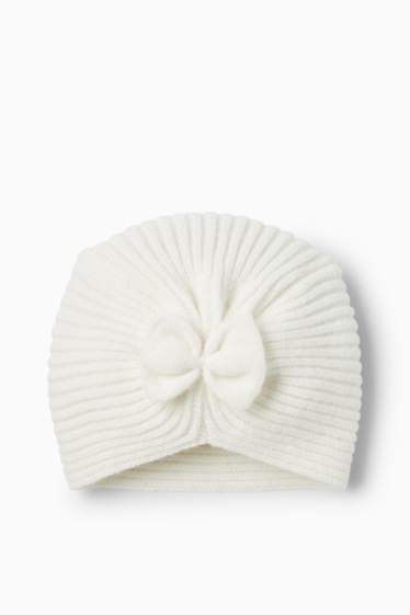 Baby: meisjes - Gebreide babymuts - geribd - wit