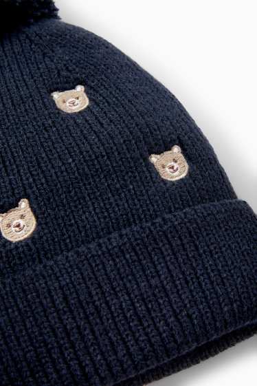 Bébés garçons - Ourson - bonnet à pompons pour bébé - bleu foncé