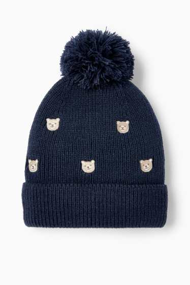 Bébés garçons - Ourson - bonnet à pompons pour bébé - bleu foncé