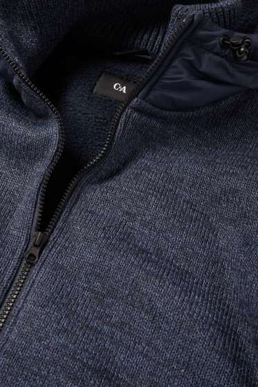 Herren - Strickjacke mit Kapuze - dunkelblau