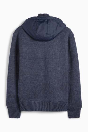 Herren - Strickjacke mit Kapuze - dunkelblau