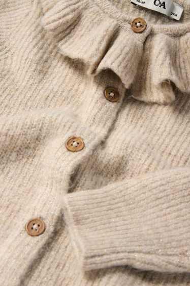 Kinder Mädchen - Strickjacke - gerippt - hellbeige