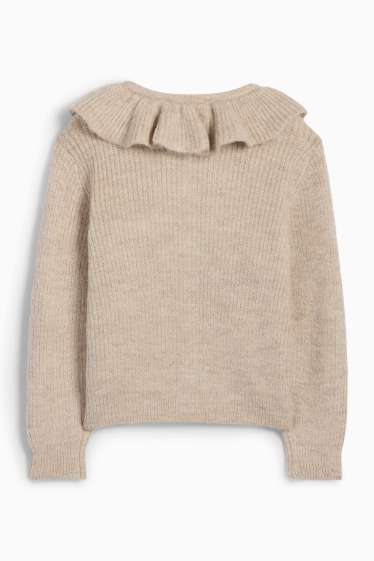 Kinder Mädchen - Strickjacke - gerippt - hellbeige