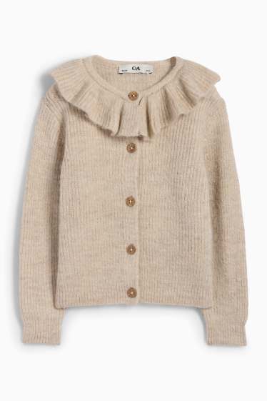 Kinder Mädchen - Strickjacke - gerippt - hellbeige