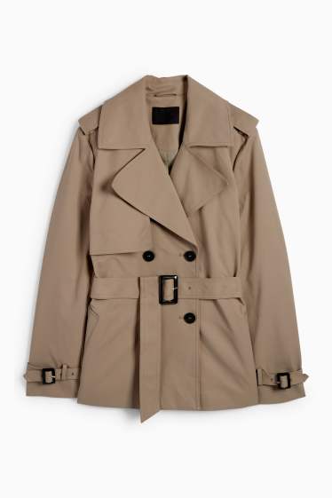 Damen - Kurzer Trenchcoat - beige