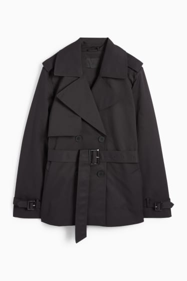 Damen - Kurzer Trenchcoat - schwarz