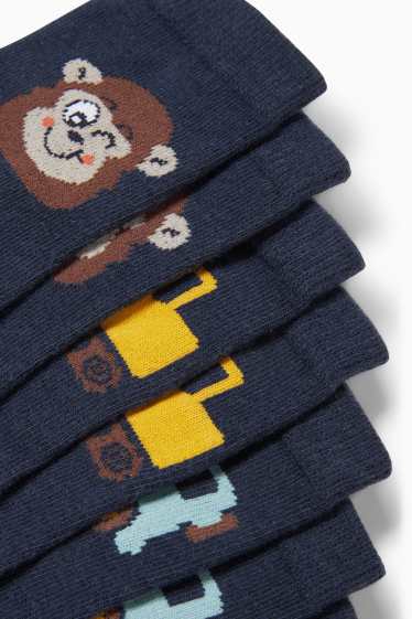 Bambini - Confezione da 7 - veicoli e mostri - calze con motivo - blu scuro