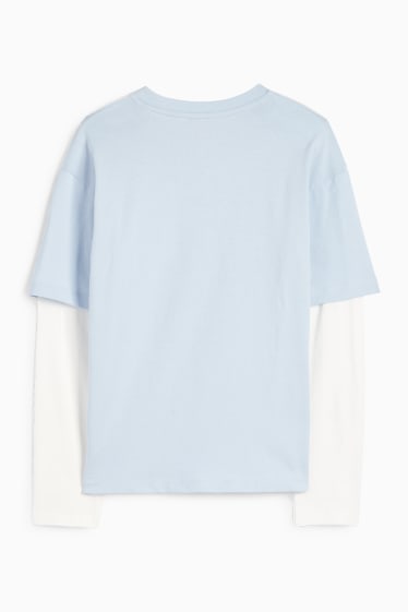 Copii - Fete - Los Angeles - tricou cu mânecă lungă - aspect 2 în 1 - albastru deschis