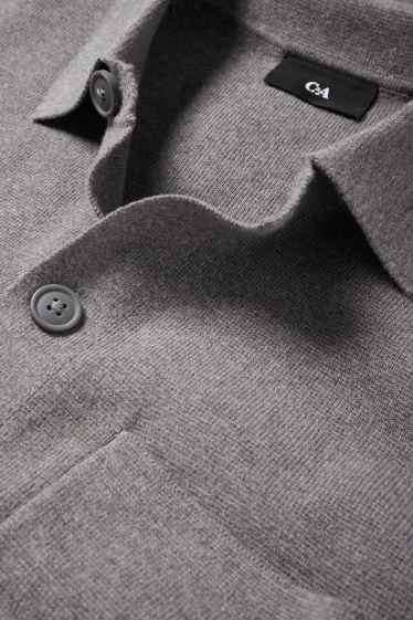 Uomo - Camicia in maglia - regular fit - collo all'italiana - grigio