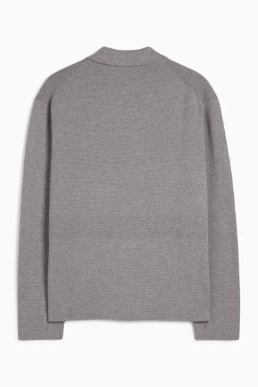 Uomo - Camicia in maglia - regular fit - collo all'italiana - grigio