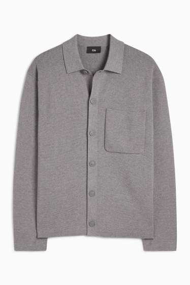 Uomo - Camicia in maglia - regular fit - collo all'italiana - grigio
