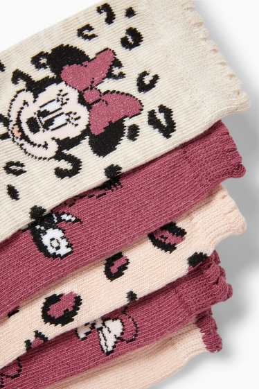 Copii - Fete - Multipack 5 perechi - Minnie Mouse - șosete cu motive - roz / albastru