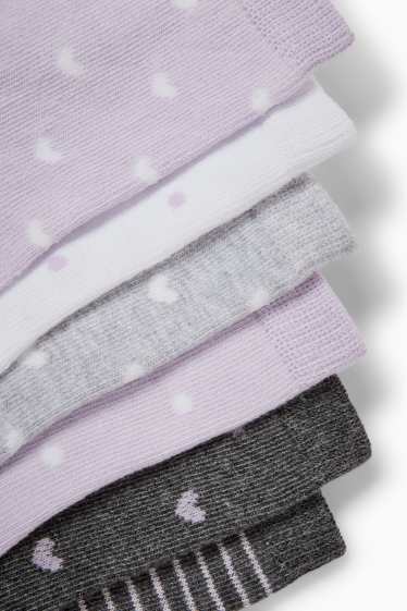 Kinder Mädchen - Multipack 7er - Socken - gemustert - grau / lila