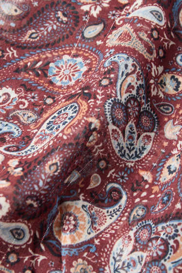 Kinder Mädchen - Kleid - gemustert - gesmokt - bordeaux