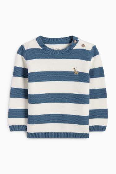 Neonati - Dinosauro - maglione per neonati - a righe - blu scuro / bianco crema