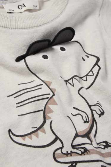 Enfants garçons - Dinosaure skateur - pull - gris clair chiné