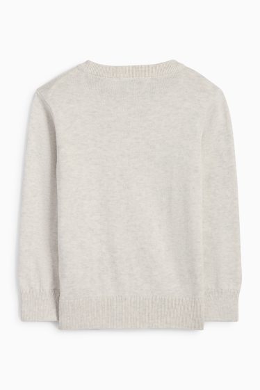 Enfants garçons - Dinosaure skateur - pull - gris clair chiné