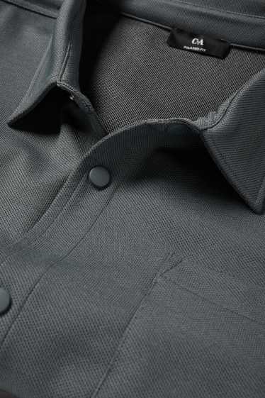 Heren - Overhemd - relaxed fit - reverskraag - met structuur - donkergrijs