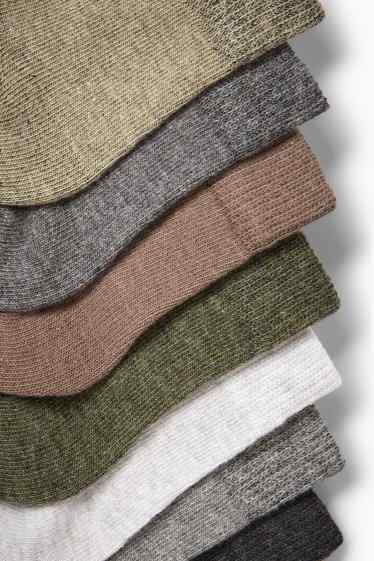 Men - Multipack of 7 - short socks - gray / rgreen