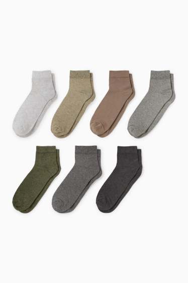 Men - Multipack of 7 - short socks - gray / rgreen