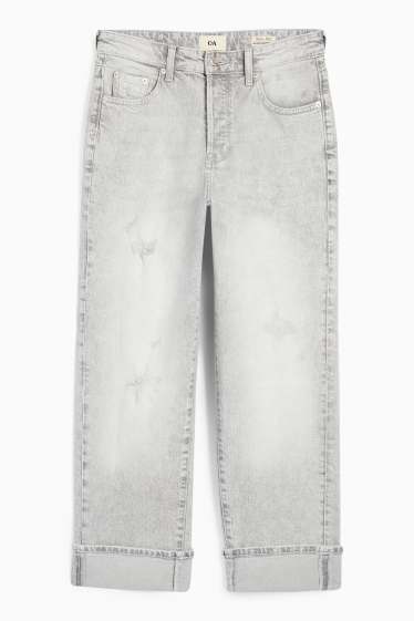 Women - Boyfriend jeans - mid-rise waist - denim-light gray