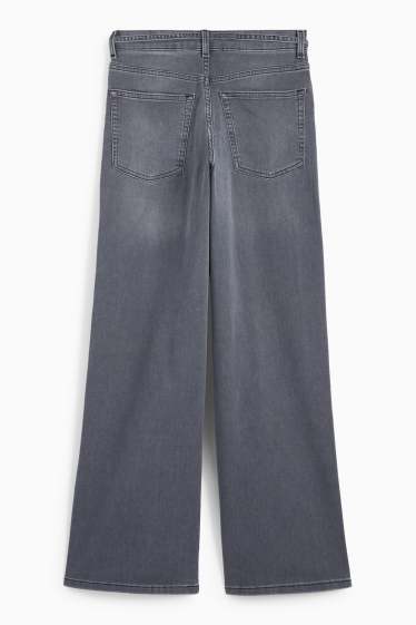 Dames - Wide leg jeans - mid waist - jeansgrijs