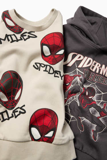 Kinder Buben - Multipack 2er - Spider-Man - Hoodie und Sweatshirt - grau / beige