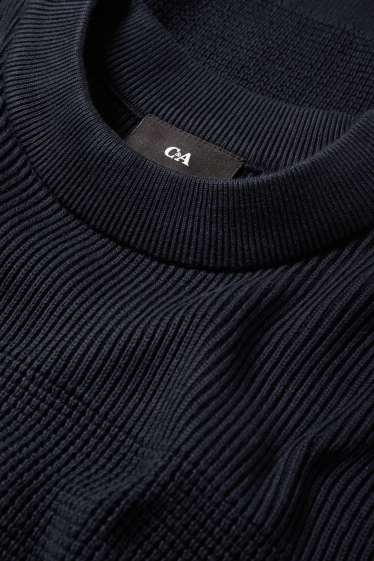 Heren - Trui - met structuur - donkerblauw