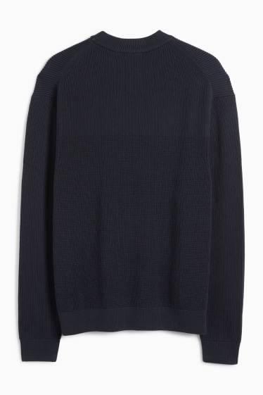 Heren - Trui - met structuur - donkerblauw