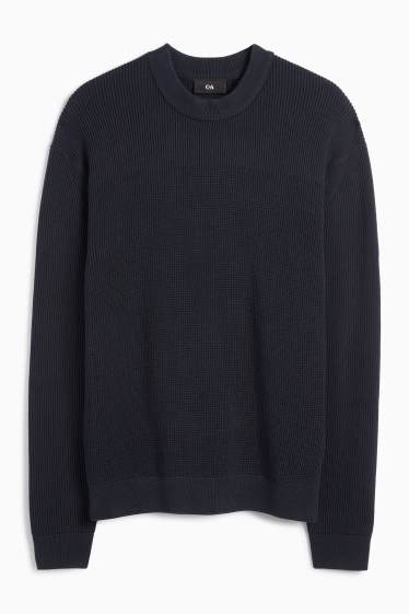 Heren - Trui - met structuur - donkerblauw